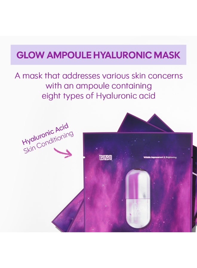 TENZERO Glow Ampoule Hyaluronic Mask 10-Piece Pack - Intensive Hydrating Sheet Mask with Hyaluronic Acid for Radiant Glass Skin Glow - Deep Moisturizing & Brightening Korean Facial Treatment - Image 2